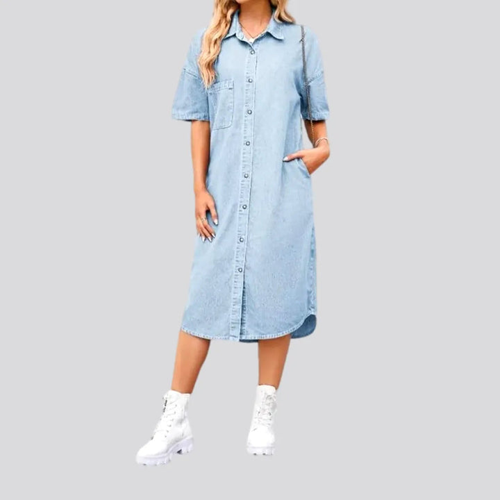 Loose fit short-sleeve jean dress | Jeans4you.shop