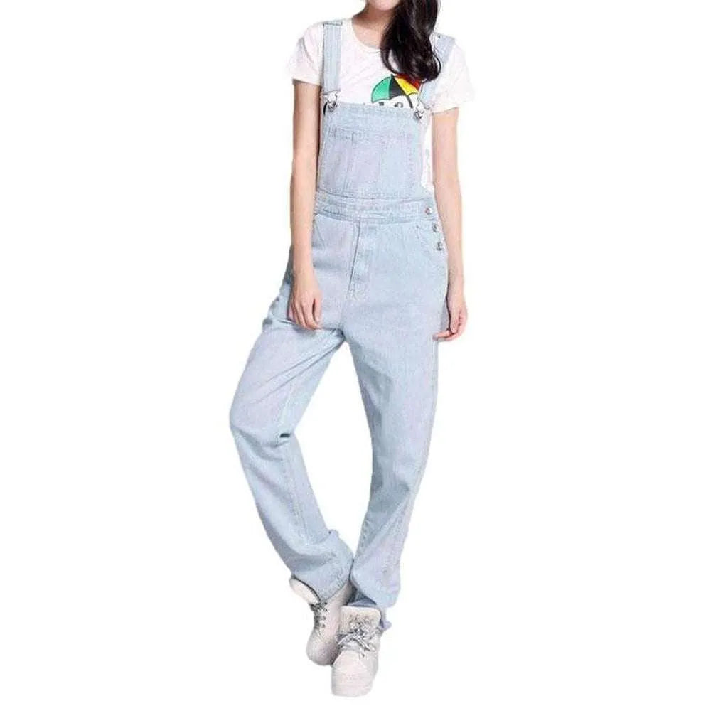 Loose Fit Women's Denim Overall - Light Blue