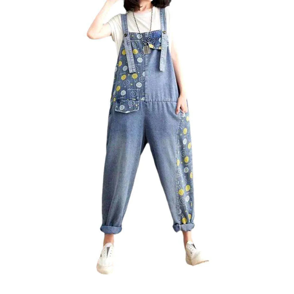 Trendy Denim Overall for Ladies - Light Blue