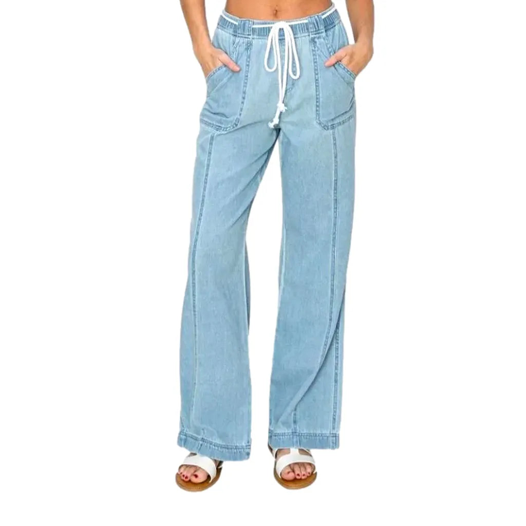 Loose light wash denim pants for ladies