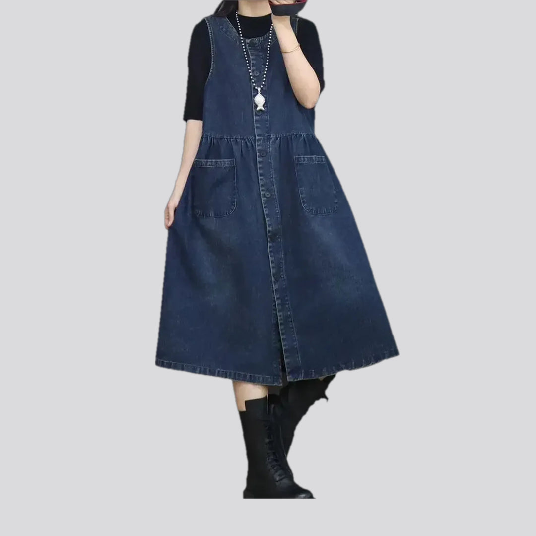 Medium-length Flared-fit Jean Dress | Jeans4you.shop