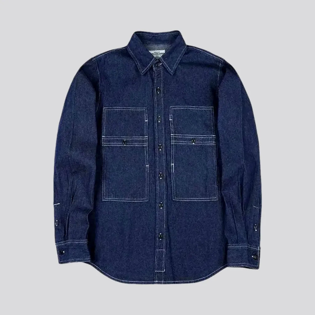 Medium Stripes Casual Worker Men's Denim Shirt | Jeans4you.shop