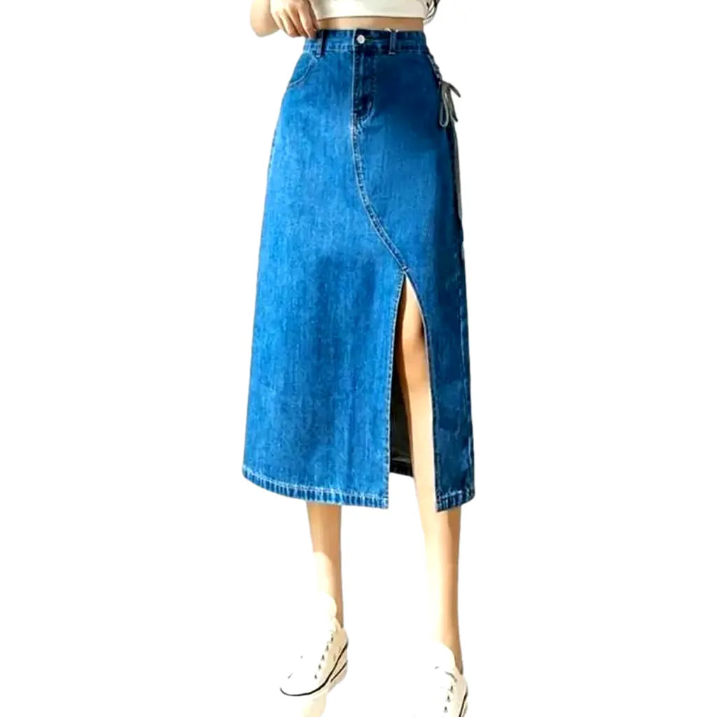Medium-wash 90s jean skirt
 for women