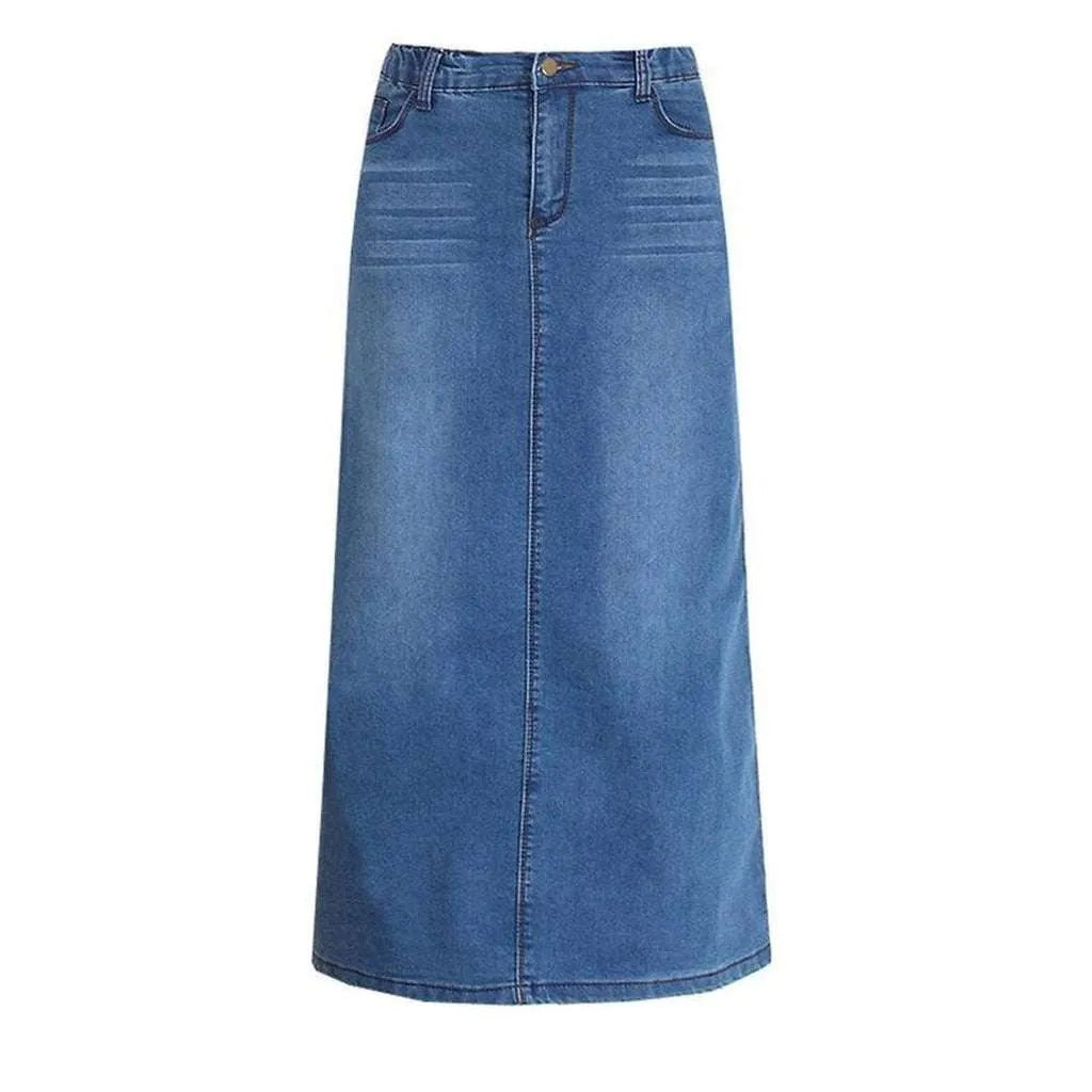 Medium wash casual long skirt