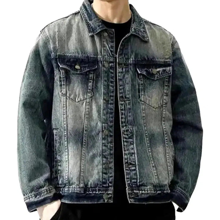 Medium-wash fashion jeans jacket