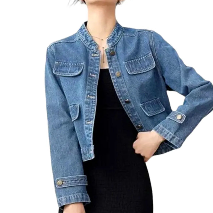 Medium-wash short jeans jacket