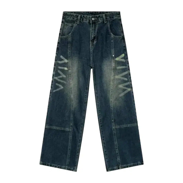 Men's patchwork-stitching jeans