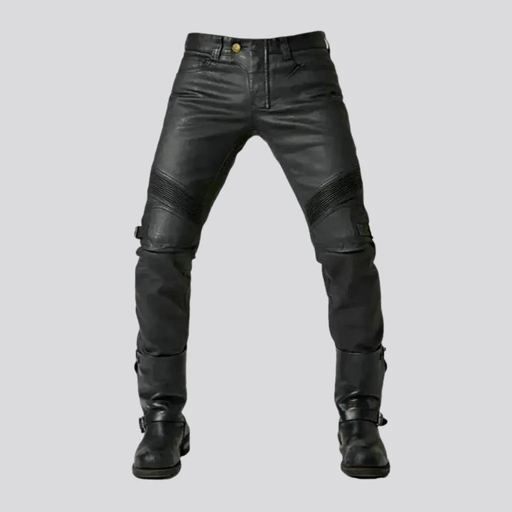 Mid Rise Coated Biker Motorcycle Men's Jean Pants | Jeans4you.shop