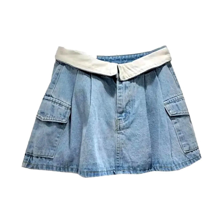 Mid-waist denim skort
 for ladies