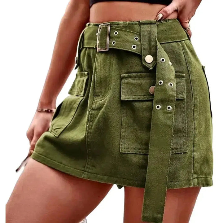 Mini color jean skirt
 for women