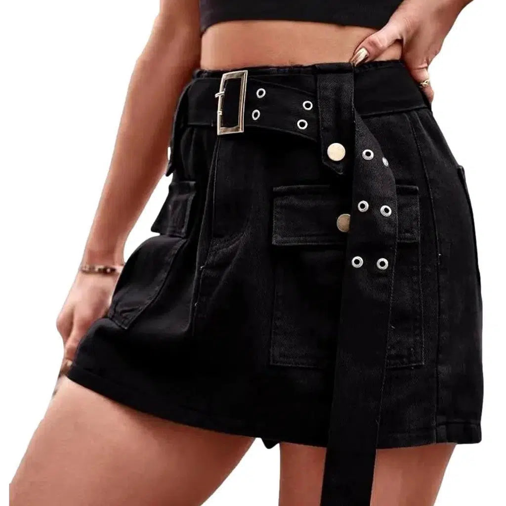 Mini color jean skirt
 for women
