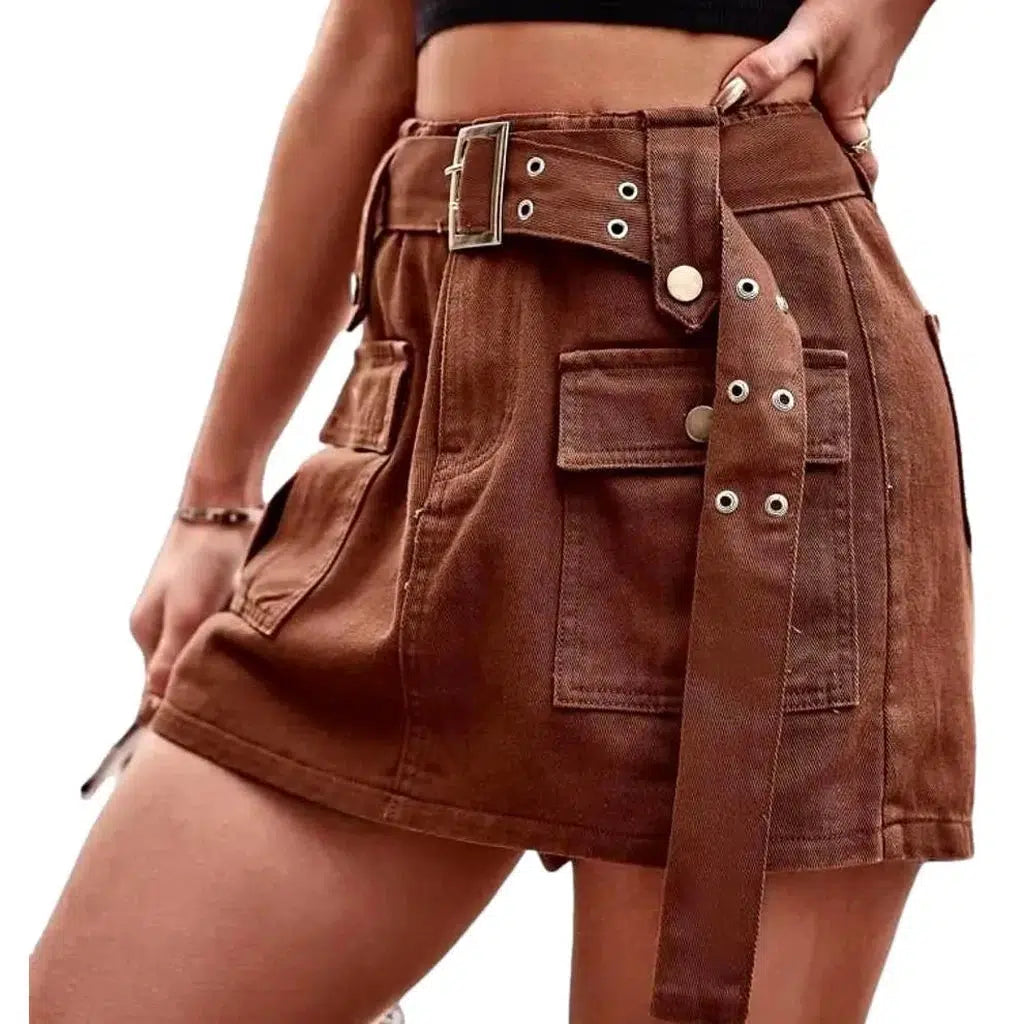 Mini color jean skirt
 for women