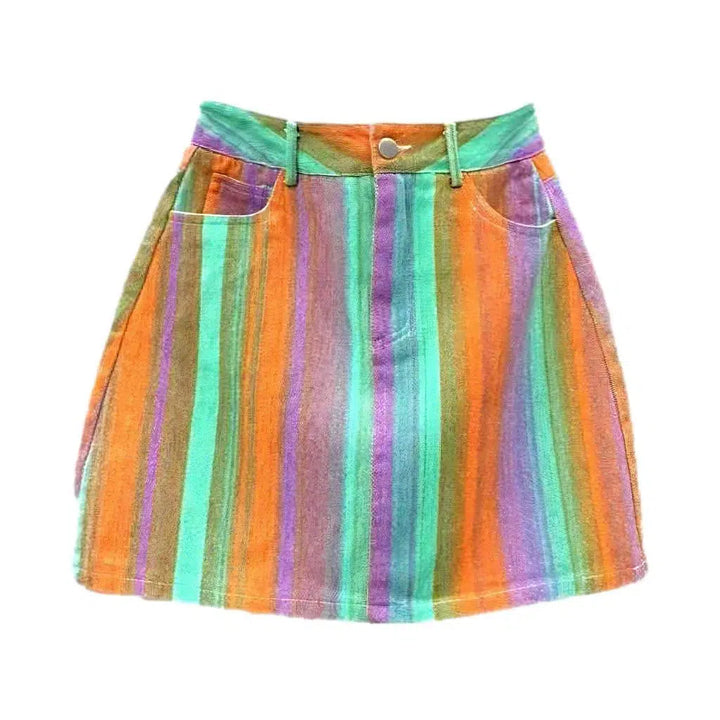 Mini color women's denim skirt