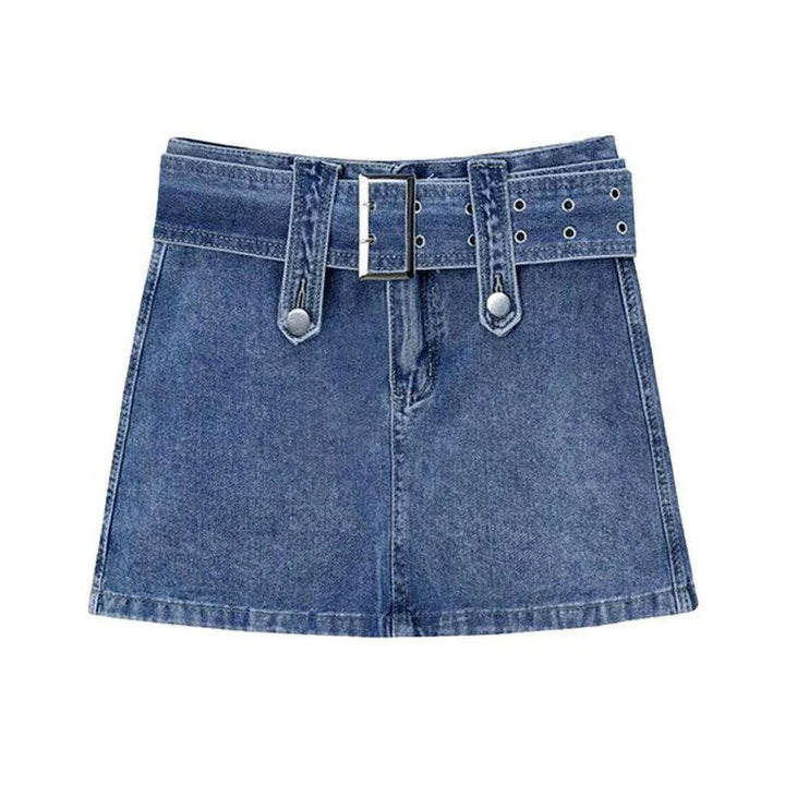 Mini denim skirt with belt