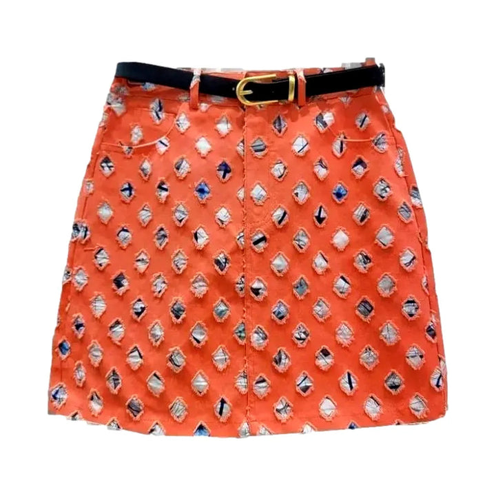 Mini ripped denim skort
 for women