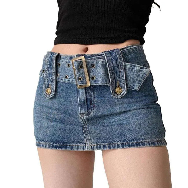 Mini skort skirt with belt
