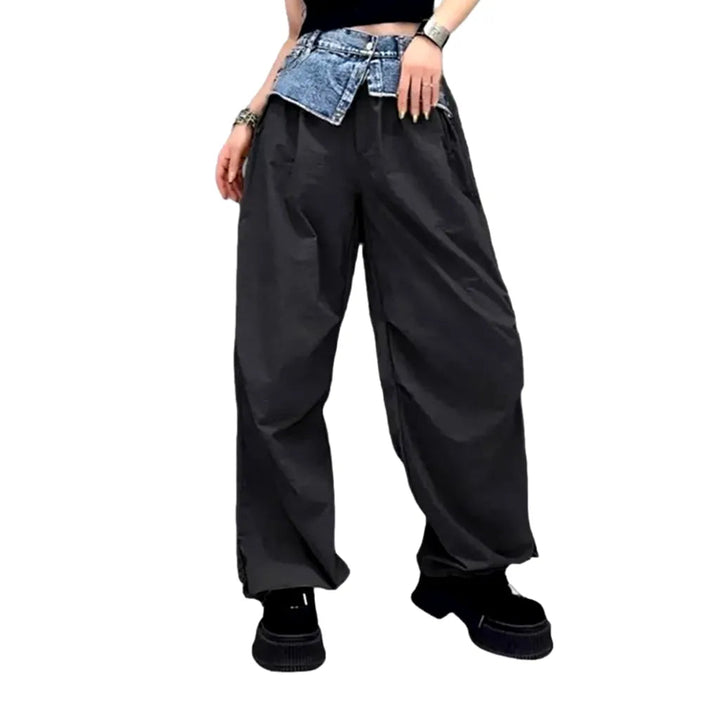 Mixed-fabrics women's denim pants