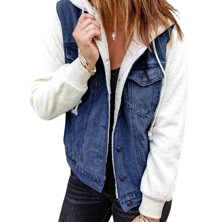 Mixed-fabrics women's jeans jacket