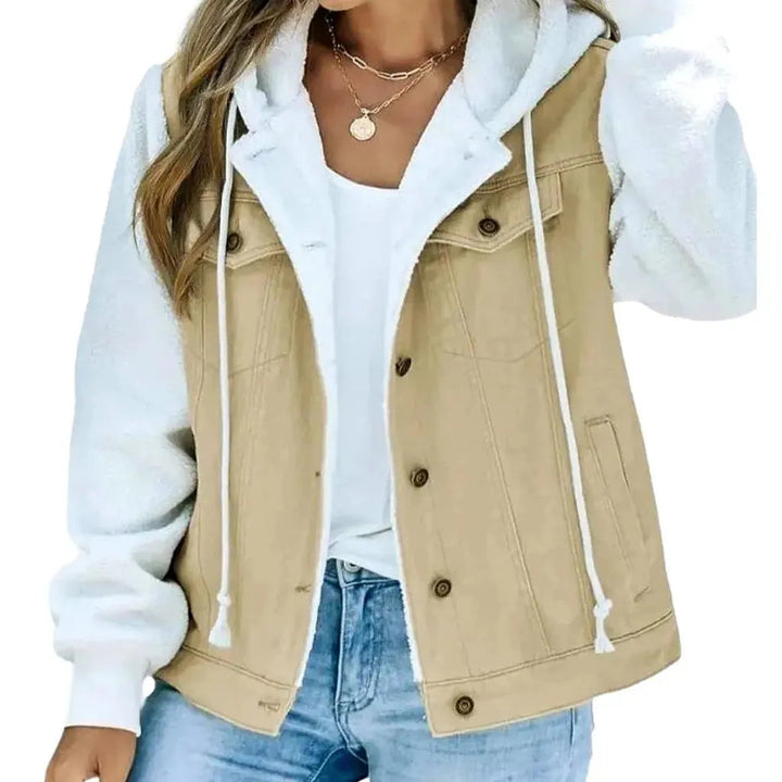 Mixed-fabrics women's jeans jacket