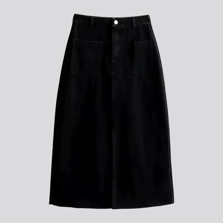 Monochrome Raw Hem Denim Skirt | Jeans4you.shop