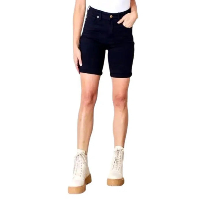 Navy monochrome jean shorts
 for women