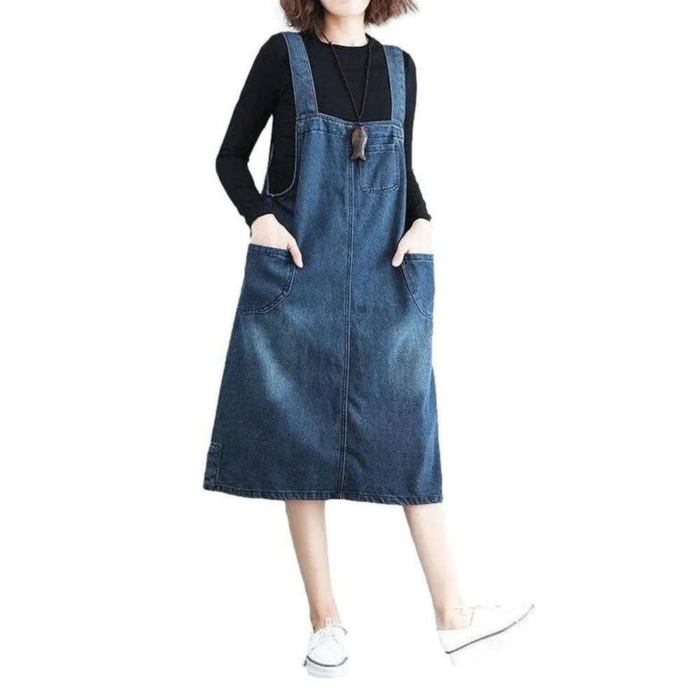 Oversized 90s Denim Dress - Blue