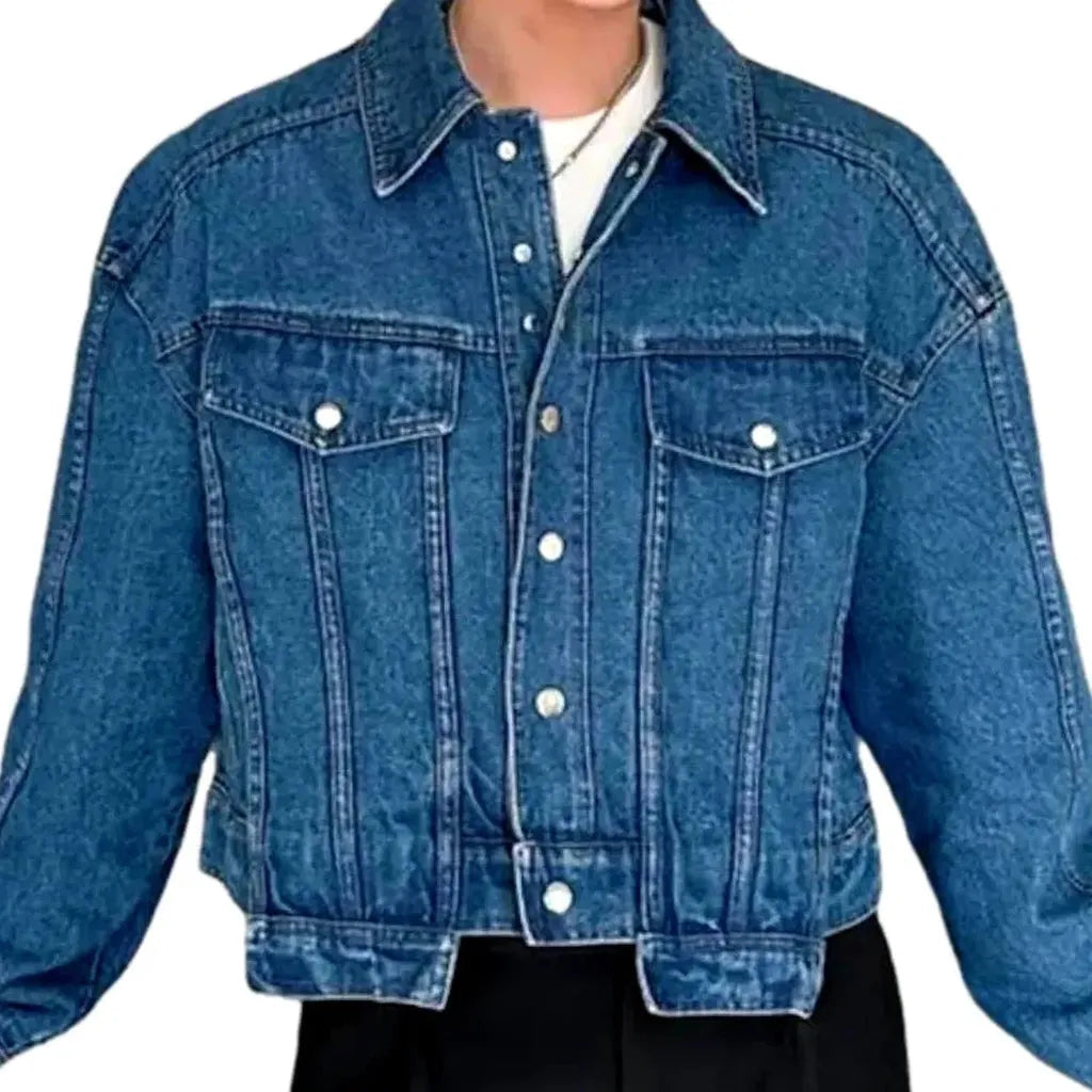 Oversized asymmetric-hem jeans jacket