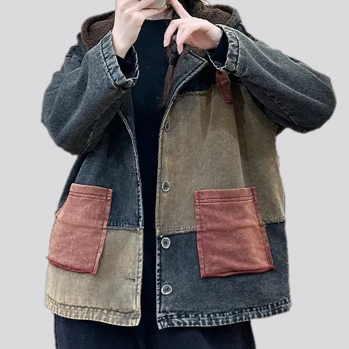 Oversized Patchwork Casual Women's Jean Jacket | Jeans4you.shop