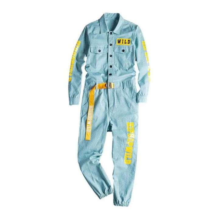 Painted color men's denim overall