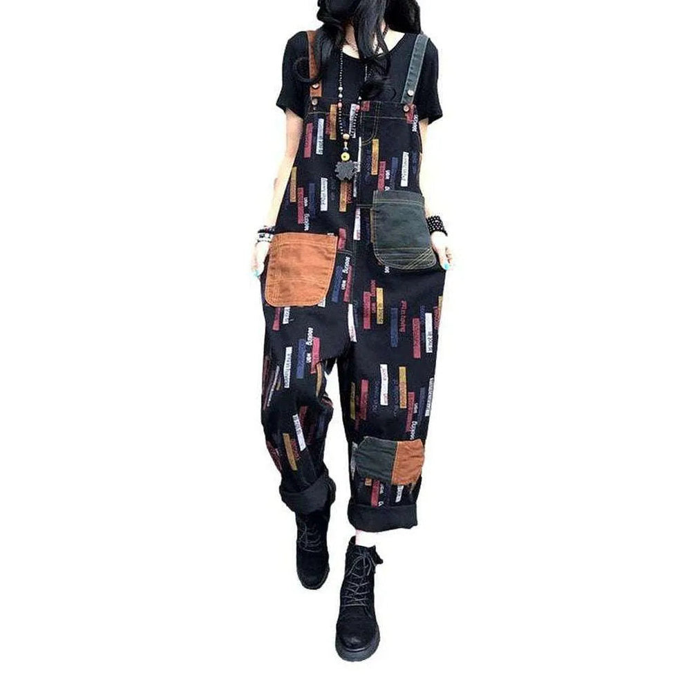 Painted Jeans Overall for Women - Black