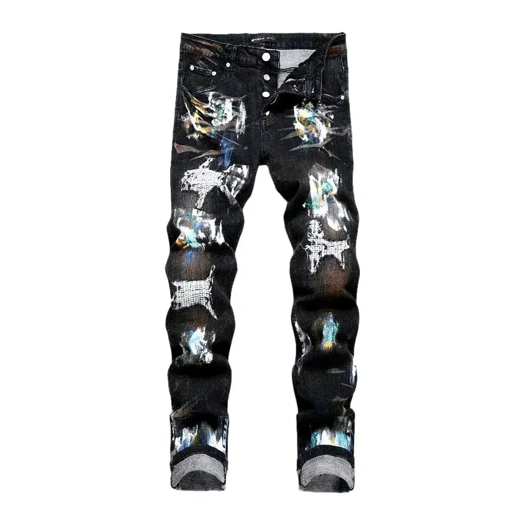 Painted men's jeans