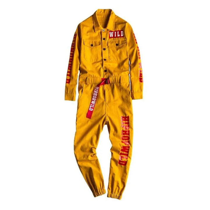 Painted Men's Jeans Jumpsuit - Yellow