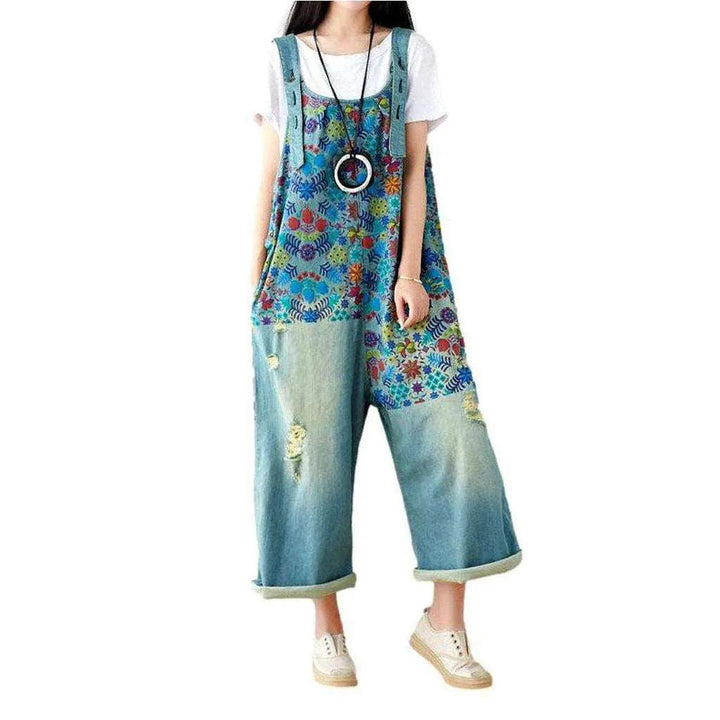 Painted Y2k Women's Jeans Overall - Light Blue