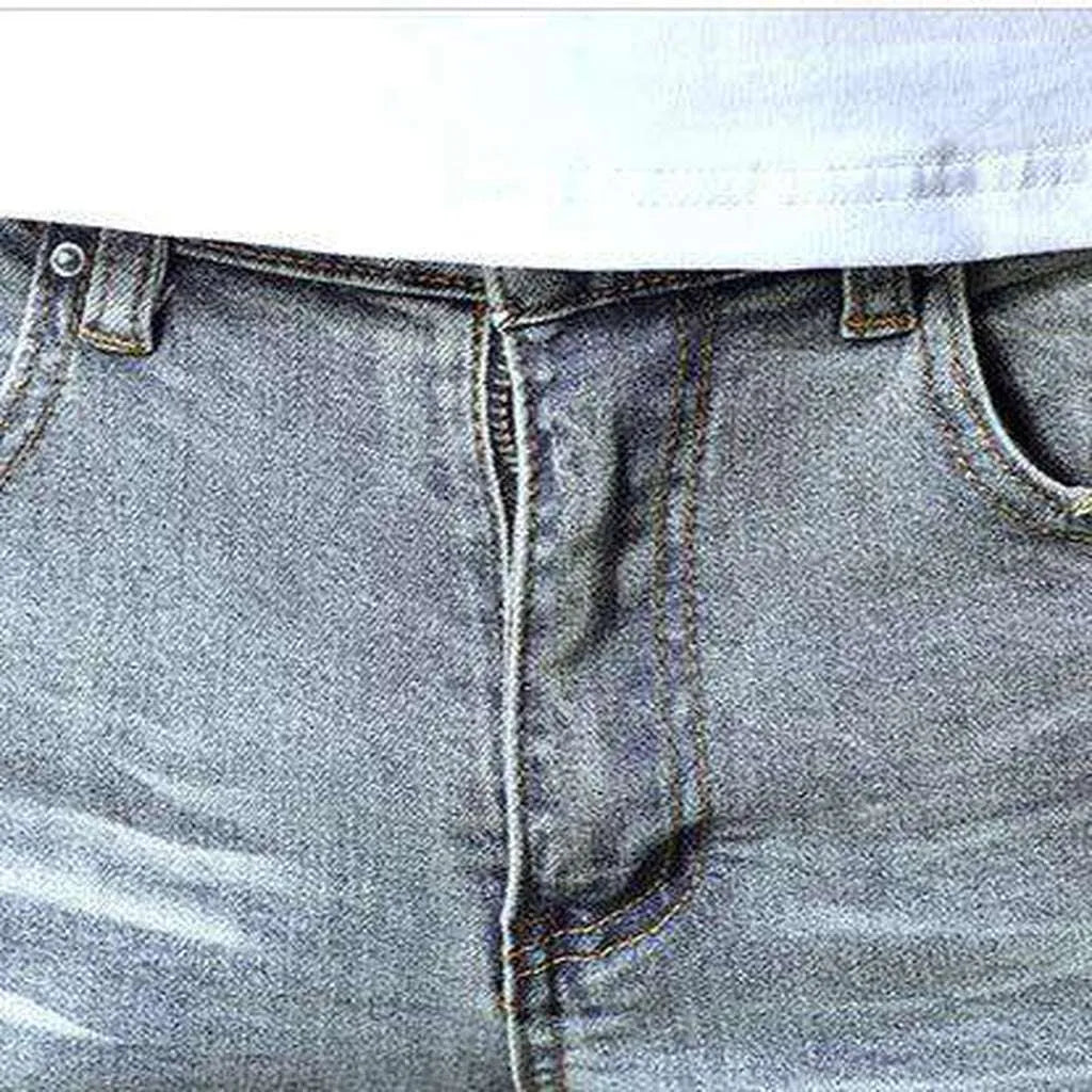 Patchwork knees men's moto jeans