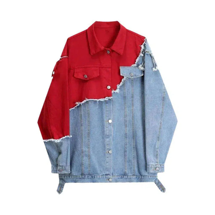 Patchwork oversized jeans jacket
 for women