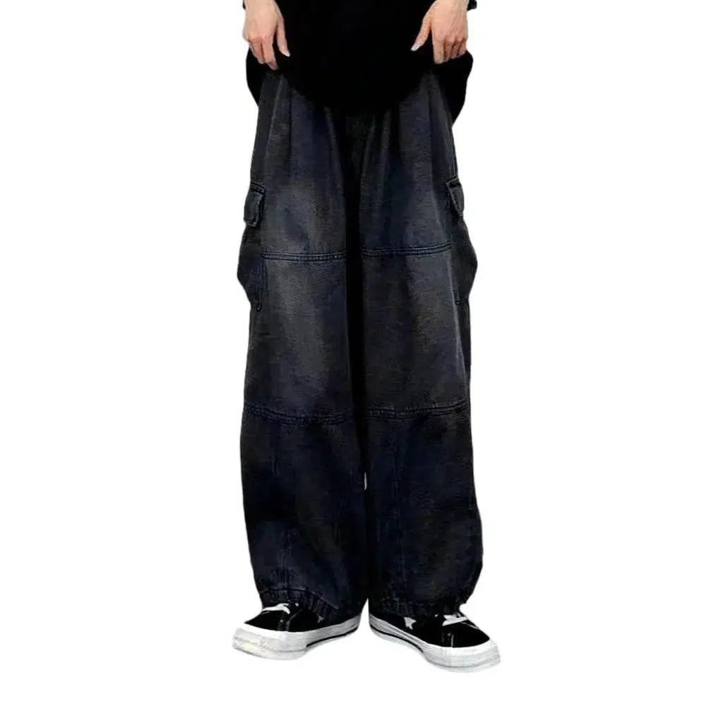 Patchwork stitching baggy jeans
 for men