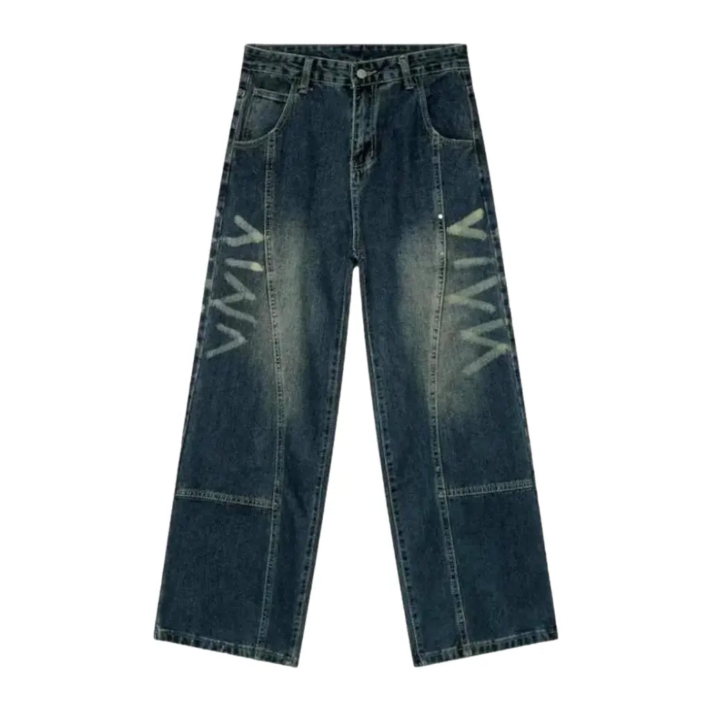 Patchwork-stitching vintage jeans
 for men