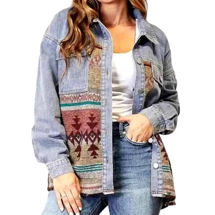 Patchwork women's jeans jacket