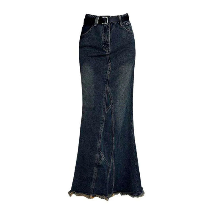 Peplum long jean skirt