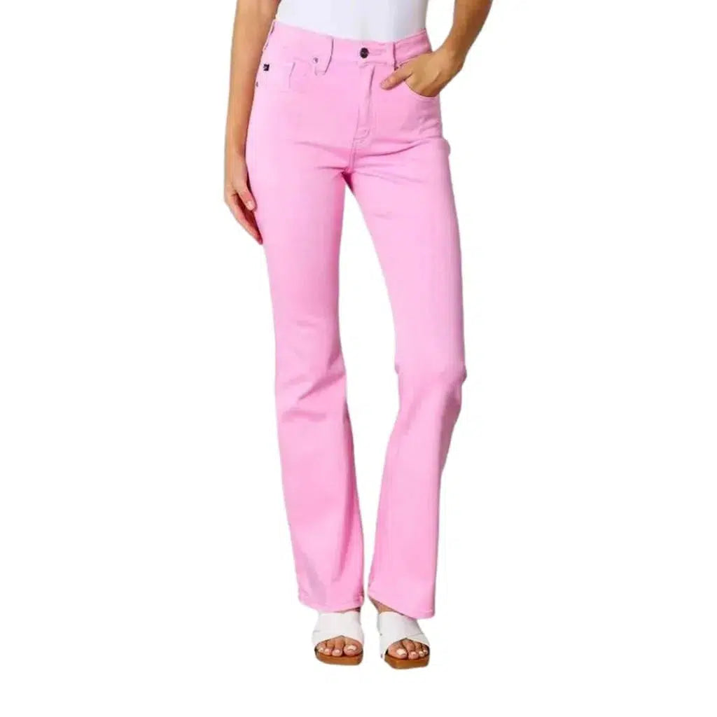 Pink bootcut jeans
 for women