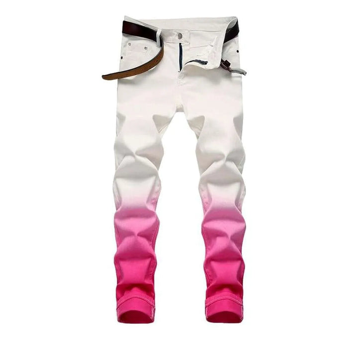 Pink contrast white men's jeans