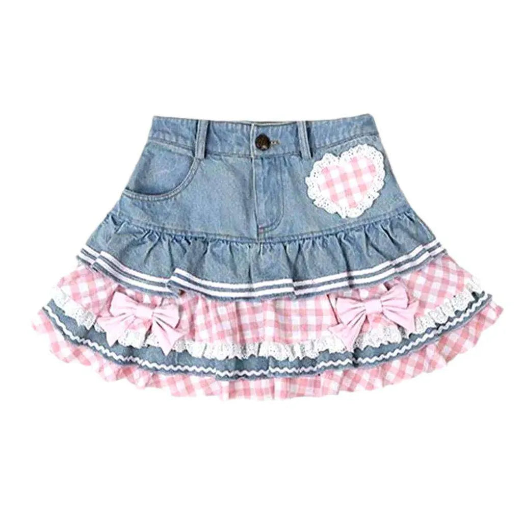 Light pink blue jean skirt best sale