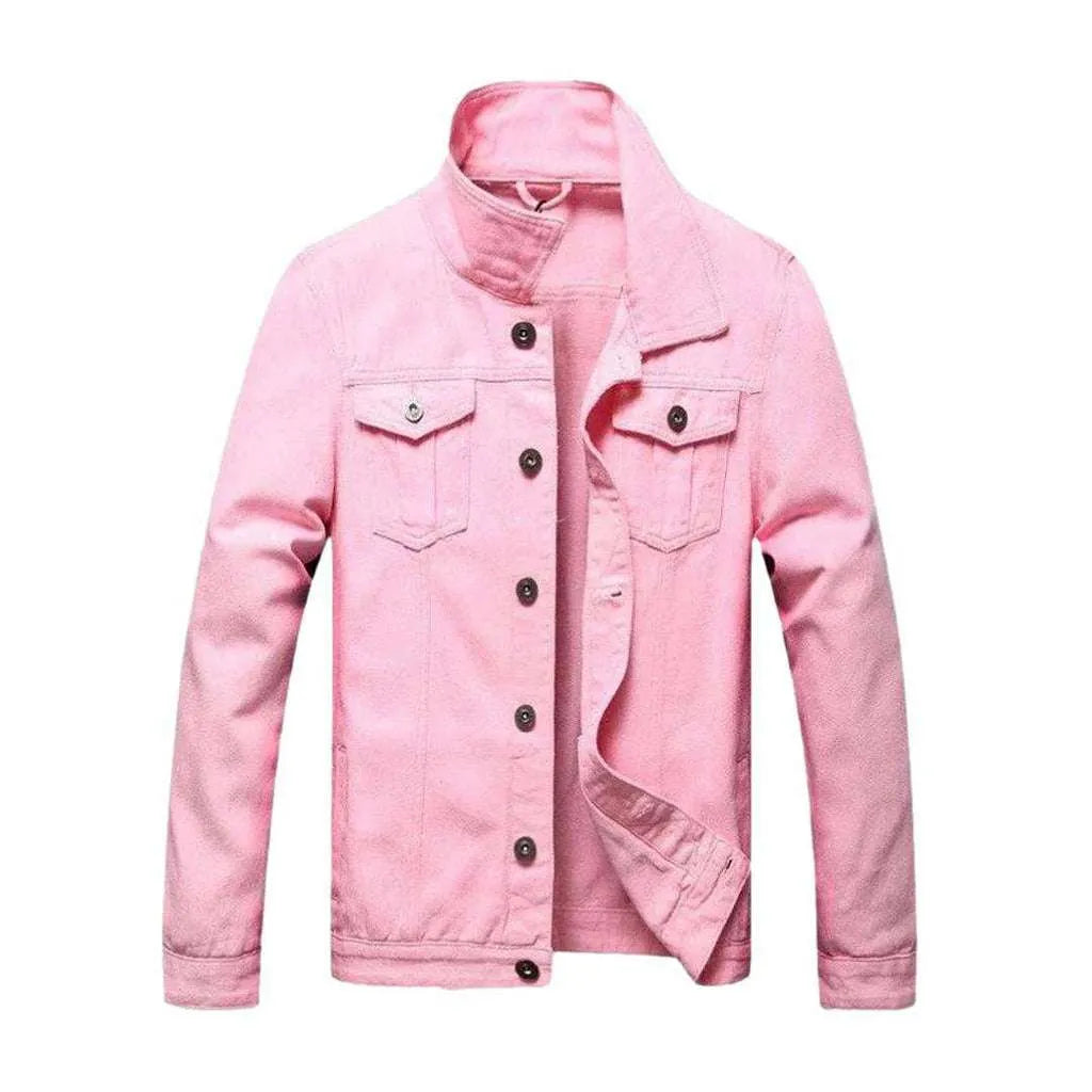 Pink slim men's denim jacket
