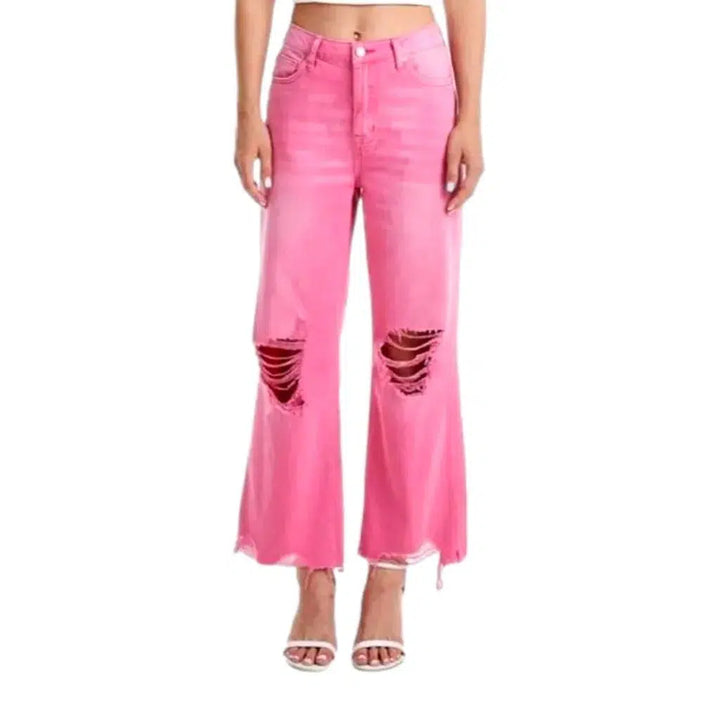Pink women's grunge jeans