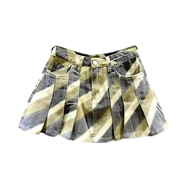 Pleated jean skort
 for women