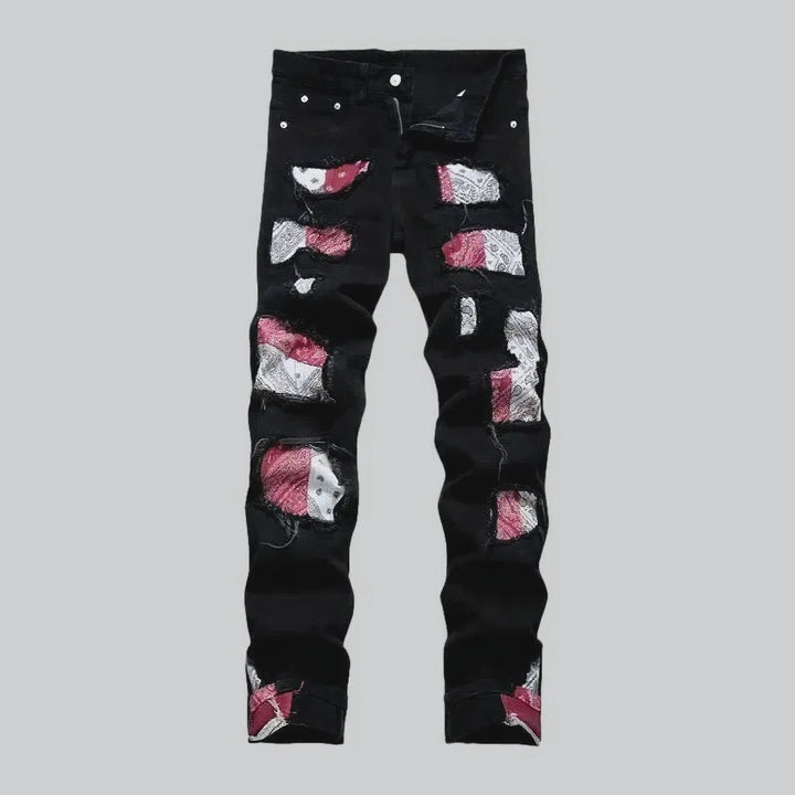 Patchwork black jeans
 for men | Jeans4you.shop