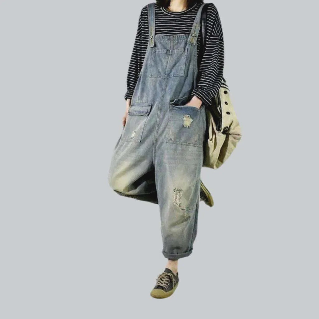 Sanded vintage denim jumpsuit
 for women | Jeans4you.shop