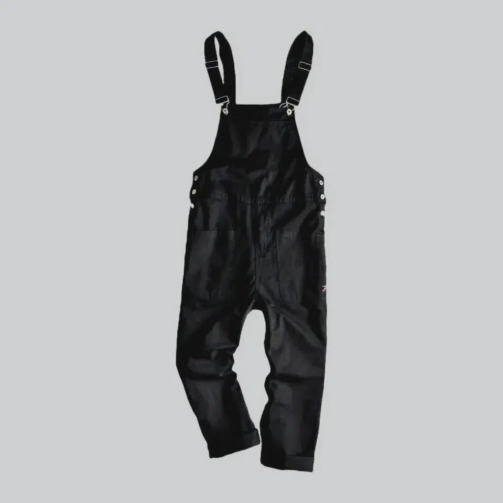 Men's black baggy denim overall | Jeans4you.shop