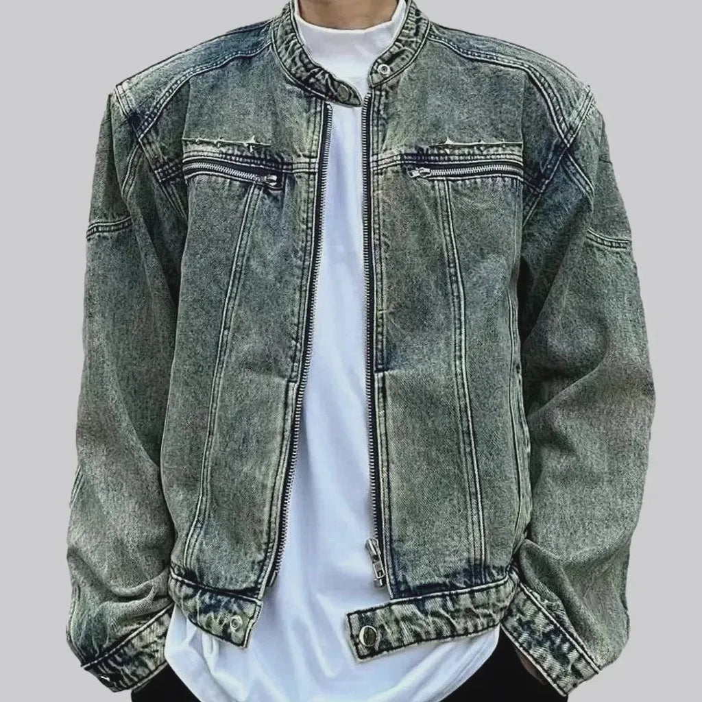 Oversized round-collar jeans jacket
 for men | Jeans4you.shop