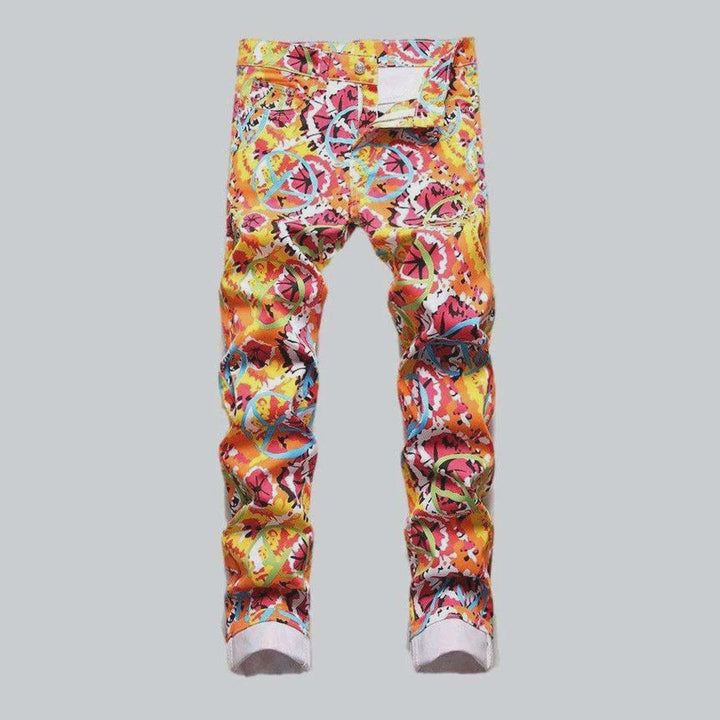 Color ornament painted men's jeans | Jeans4you.shop